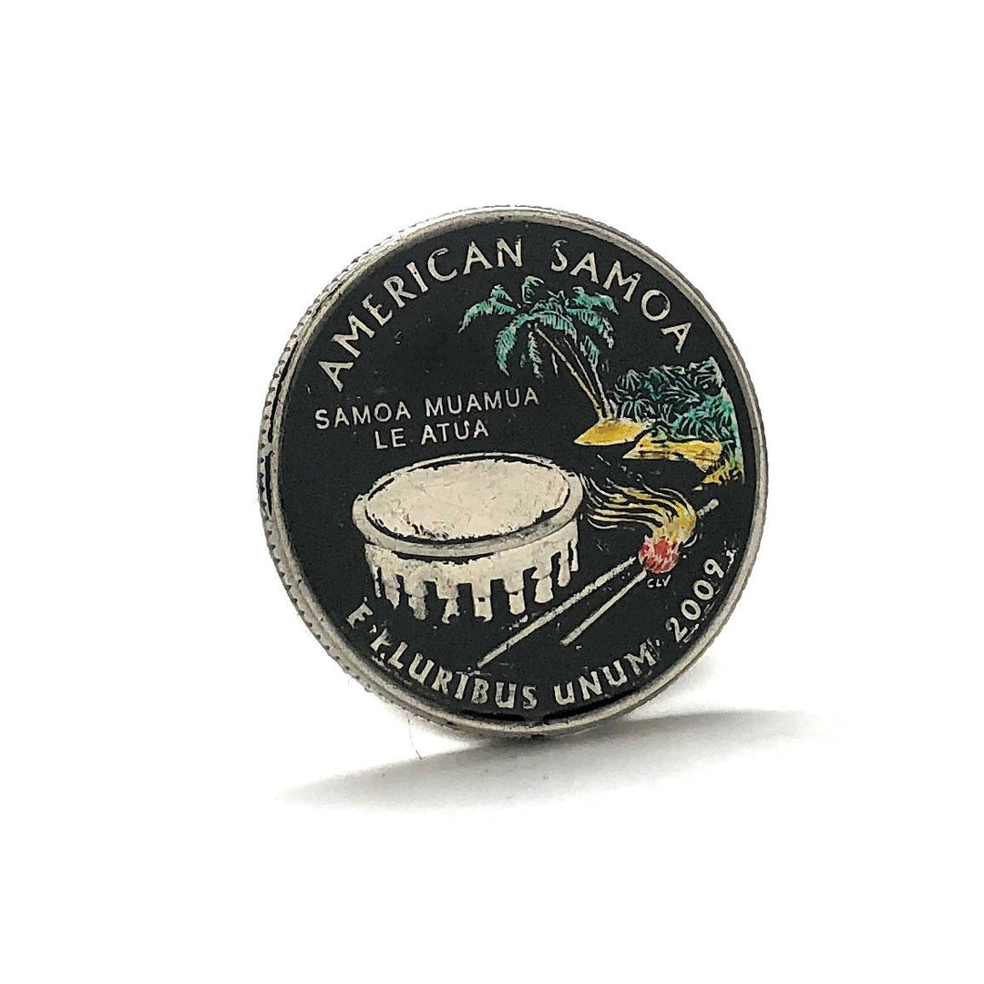 Enamel Pin Hand Painted America Samoa State Quarter Enamel Coin Lapel Pin Tie Tack Collector Pin Travel Souvenir Coins Image 2