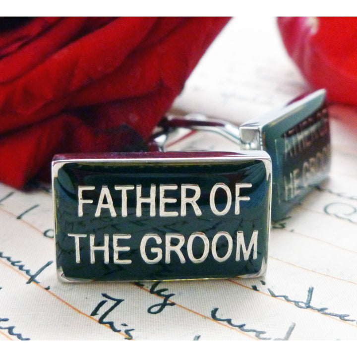 Father of the Groom Cufflinks Wedding Jewelry for Men Gift for Groom Cuff Links Great Marriage Love Initials for Groom Image 1