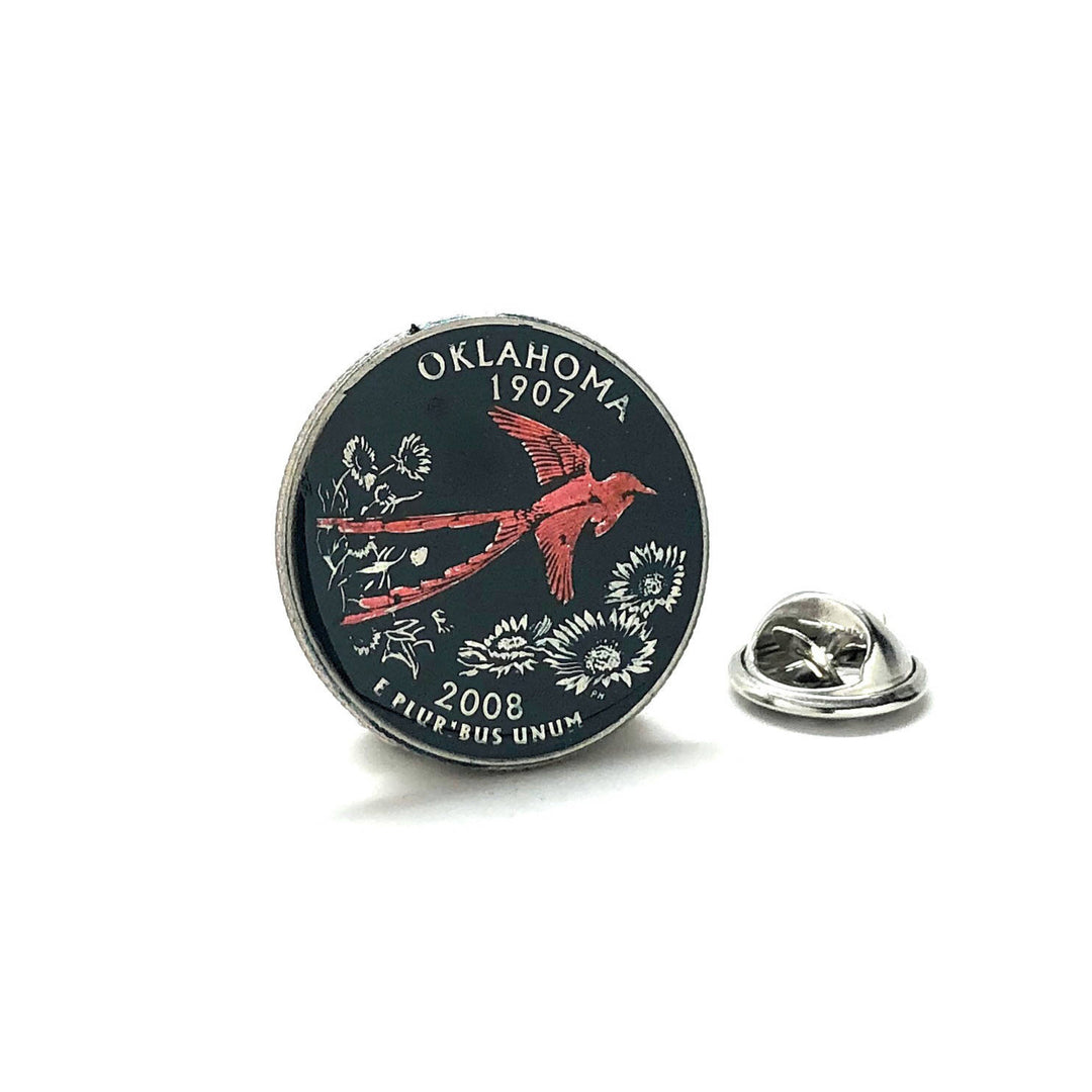 Enamel Pin Hand Painted Oklahoma State Quarter Enamel Coin Lapel Pin Collector Pin Tie Tack Travel Souvenir Coins Image 1