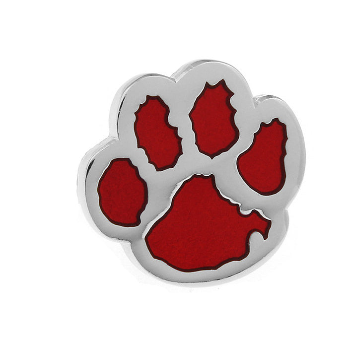Enamel Red Dog Paw Lapel Pin Silver Red Enamel Tie Tack Collector Pin Animal Lover Animal Paw Dog Cat Comes with Gift Image 2