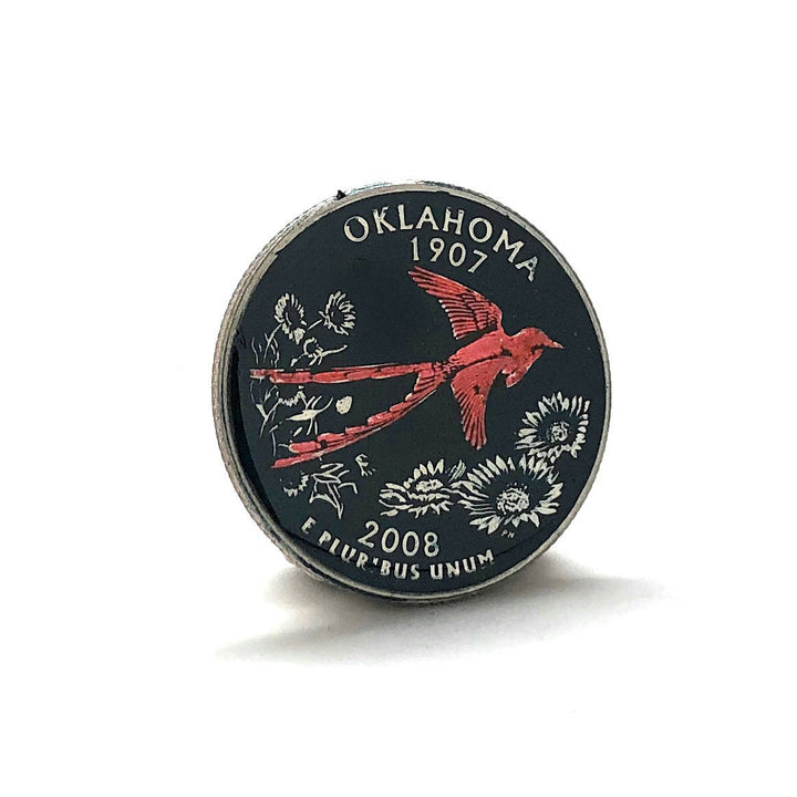Enamel Pin Hand Painted Oklahoma State Quarter Enamel Coin Lapel Pin Collector Pin Tie Tack Travel Souvenir Coins Image 2