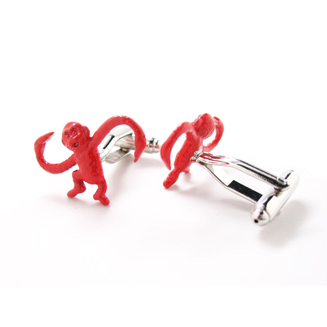 Red Monkey Cufflinks Animals Classic Game Fun Cuff Links Very Unique The Coolest Gift Out there Cuff Links Image 3