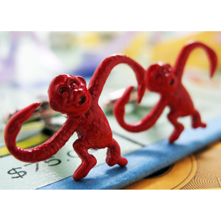 Red Monkey Cufflinks Animals Classic Game Fun Cuff Links Very Unique The Coolest Gift Out there Cuff Links Image 4
