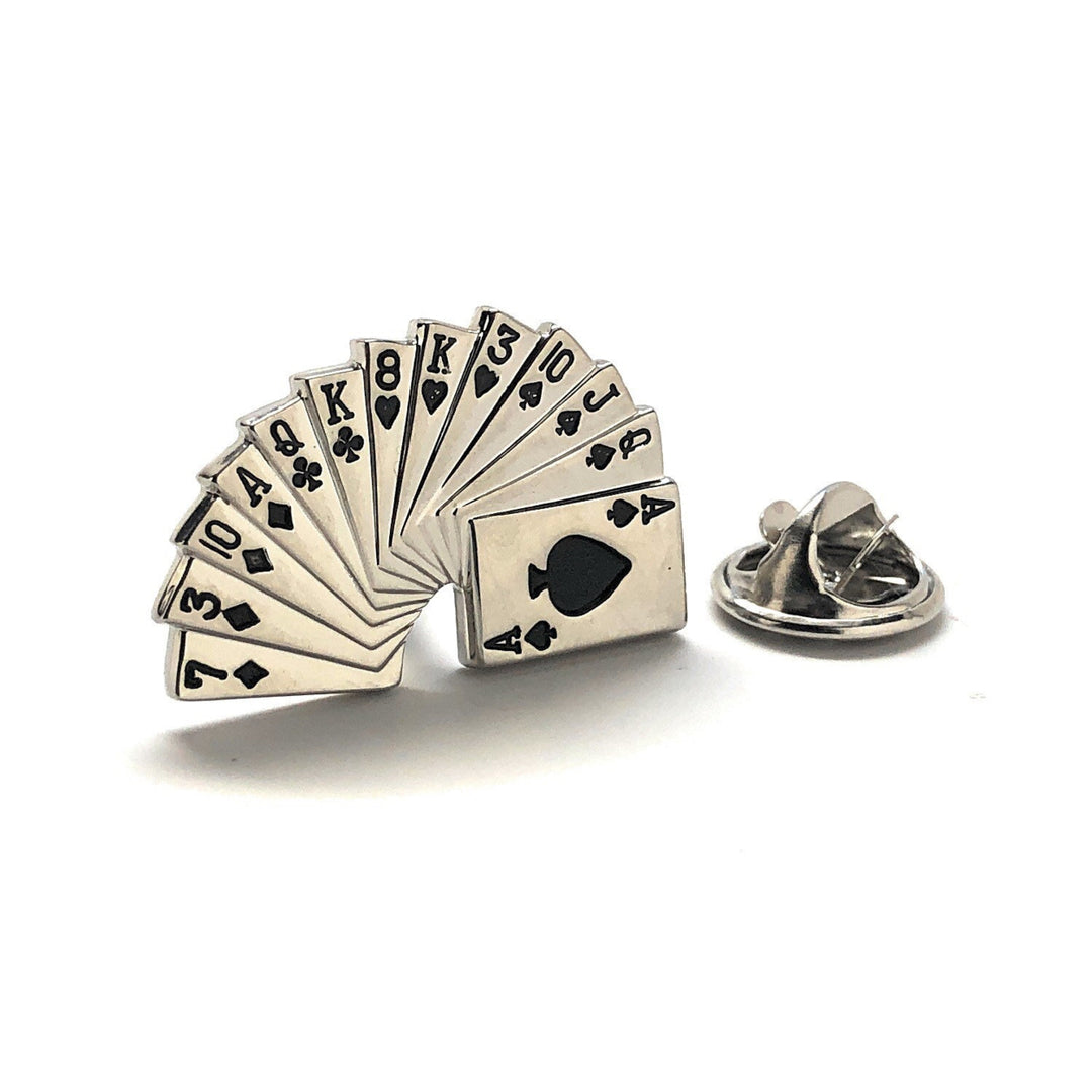 Las Vegas Poker Chip Enamel Pin Full Stack of Aces Lapel Pin Round Silver Green Slot Machine Tie Tack Gambling High Image 3