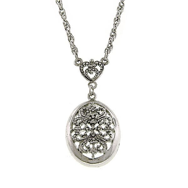 Silver Tone Drop Necklace Filigree Floral Hearts Special Necklace Silk Road Jewelry Image 1