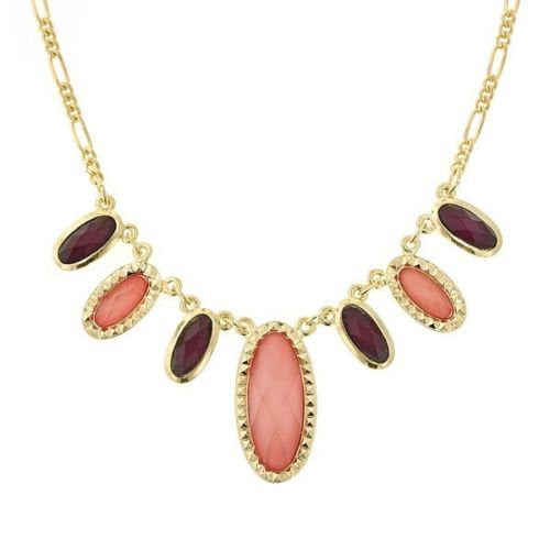 Red Garnet Coral Block Oval Statement Collar Necklace Road Collection Jewelry Image 1
