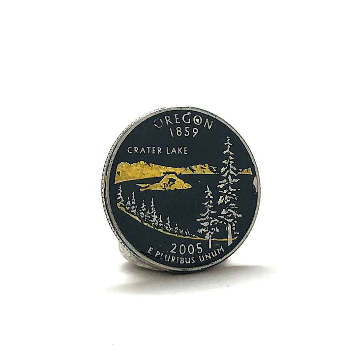 Enamel Pin Hand Painted Oregon State Quarter Enamel Coin Lapel Pin Tie Tack Travel Souvenir Coins Keepsakes Cool Fun Image 2