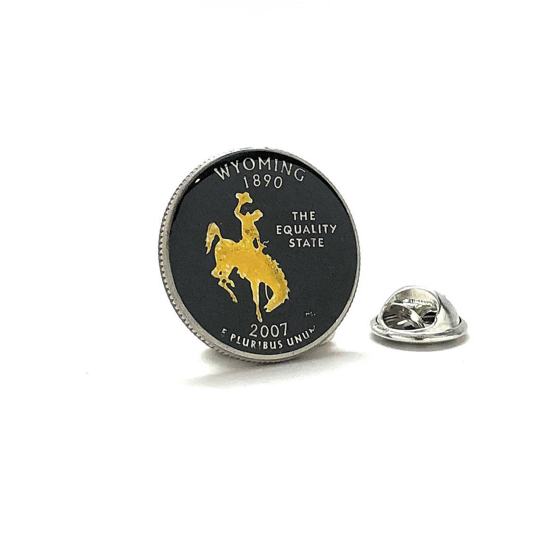 Enamel Pin Hand Painted Wyoming State Quarter Enamel Coin Lapel Pin Tie Tack Collector Pin Travel Souvenir Coins Cool Image 1