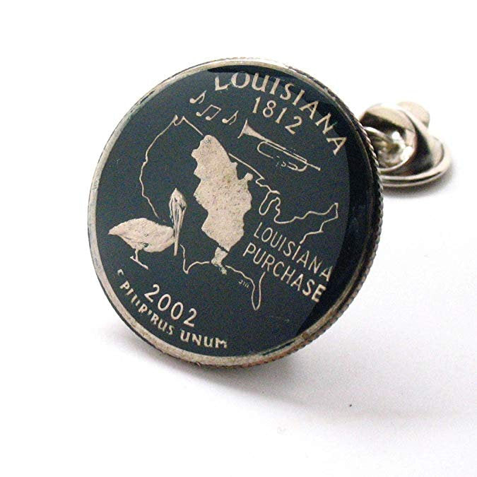 Enamel Cufflinks Louisiana Quarter Tie Tack Lapel Pin Suit Flag State Enamel Coin Jewelry Travel Souvenir Coins Image 1