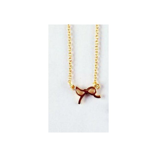 Petite Bow Necklace 14K Yellow Gold Plated 16" Necklace Comes with Gift Box Image 1