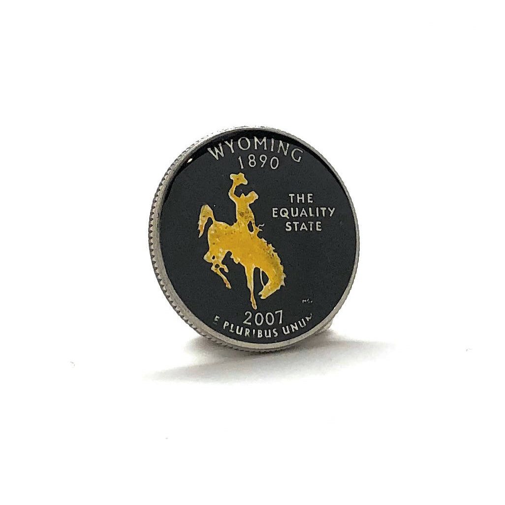 Enamel Pin Hand Painted Wyoming State Quarter Enamel Coin Lapel Pin Tie Tack Collector Pin Travel Souvenir Coins Cool Image 2
