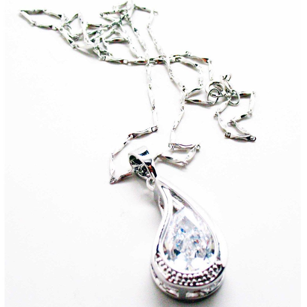 Framed Crystal Teardrop Pendant Party Necklace 16" Necklace Comes with Gift Box Image 3