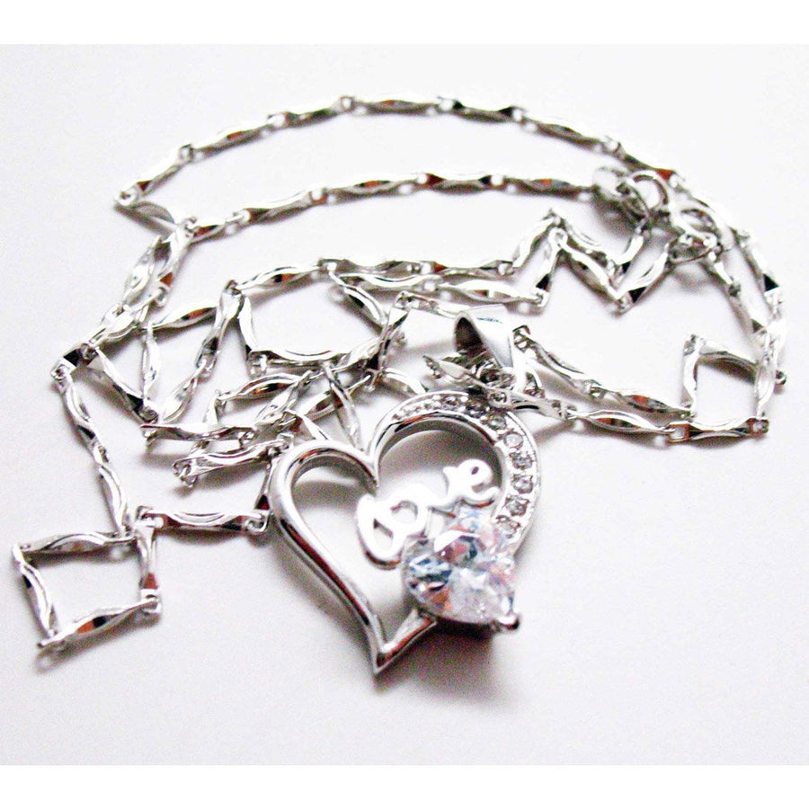 Silver Love Heart Content Pendant with Juliet Crystal Necklace 16" Necklace Comes with Gift Box Image 1