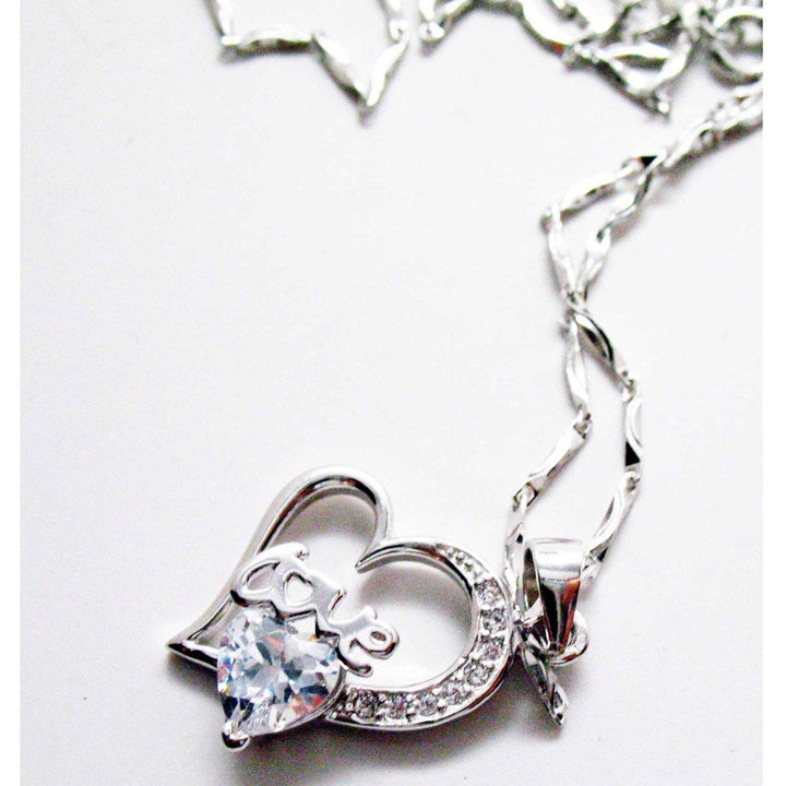 Silver Love Heart Content Pendant with Juliet Crystal Necklace 16" Necklace Comes with Gift Box Image 3