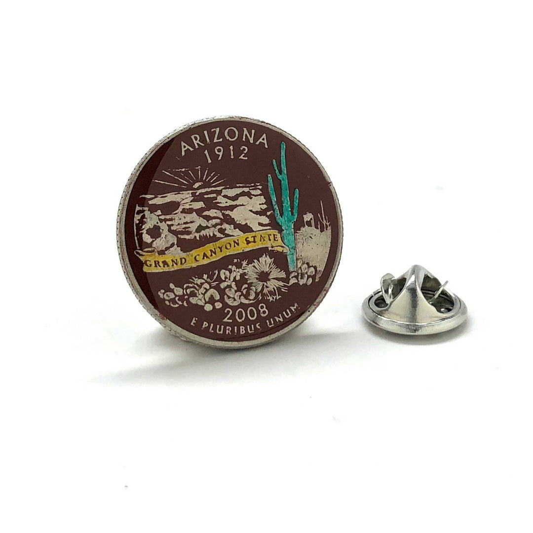 Enamel Pin Hand Painted Arizona State Quarter Enamel Coin Lapel Pin Tie Tack Travel Souvenir Coins Keepsakes Cool Fun Image 1