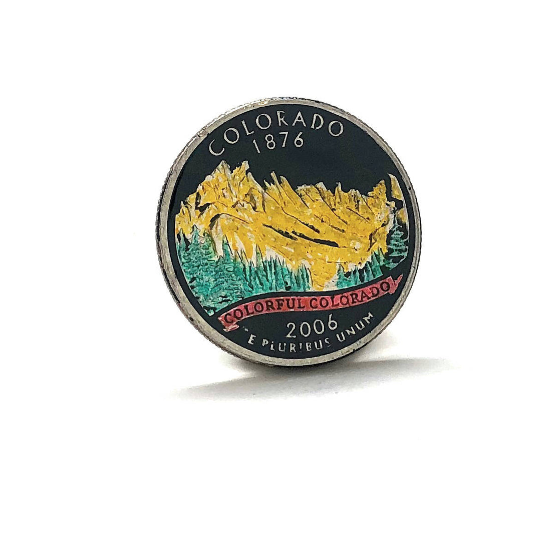Enamel Pin Hand Painted Colorado State Quarter Coin Lapel Pin Tie Tack Travel Souvenir Coins Keepsakes Cool Fun Comes Image 2