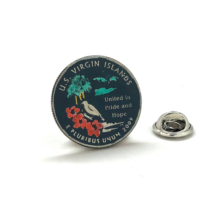 Enamel Pin Hand Painted US Virgin Islands State Quarter Enamel Coin Lapel Pin Tie Tack Travel Souvenir Coins Keepsakes Image 1