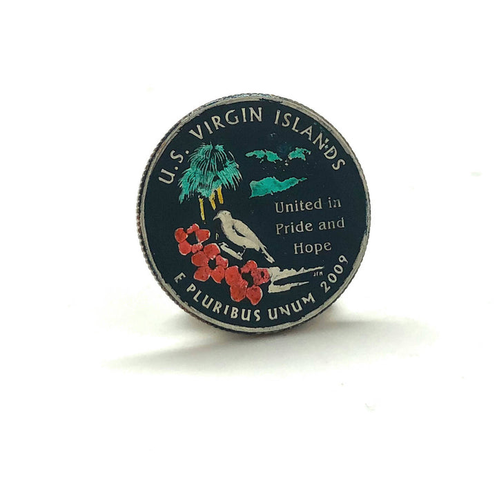 Enamel Pin Hand Painted US Virgin Islands State Quarter Enamel Coin Lapel Pin Tie Tack Travel Souvenir Coins Keepsakes Image 2
