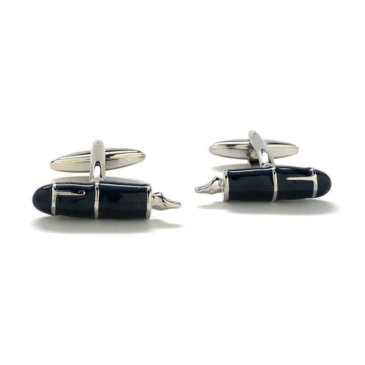 Dark Blue Black Enamel Writing Pin Cufflinks Cool Classic Novelty Business Cuff Links Comes with Gift box White Elephant Image 1