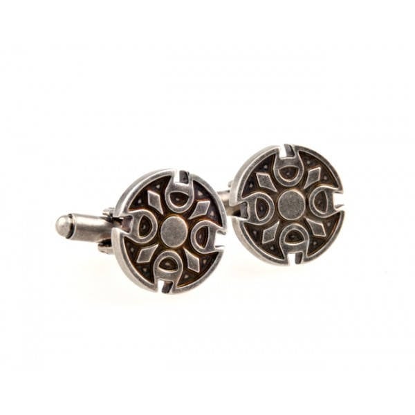 Round Gothic Cross Cufflinks Pweter Tone 3D Cool Detail Design Cuff Links Comes with Gift Box Image 1