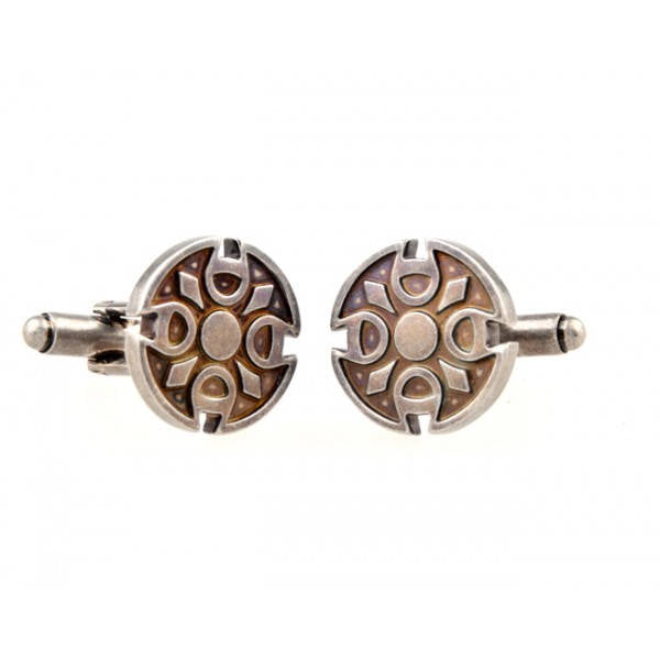 Round Gothic Cross Cufflinks Pweter Tone 3D Cool Detail Design Cuff Links Comes with Gift Box Image 3