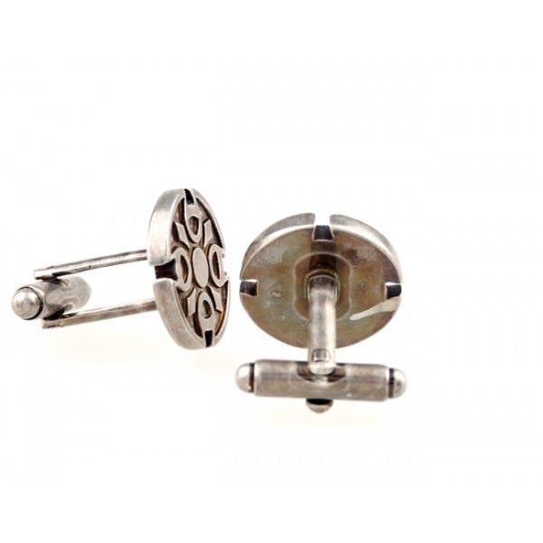 Round Gothic Cross Cufflinks Pweter Tone 3D Cool Detail Design Cuff Links Comes with Gift Box Image 4