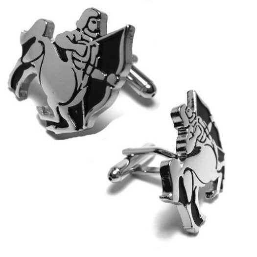 Zodiac Cufflinks Silver and Black Enamel Sagittarius Zodiac Astrology Sign Cufflinks Cuff Links Image 1