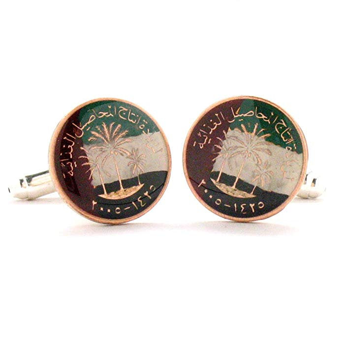 Enamel Cufflinks United Arab Emirates Enamel Coin Jewelry Cuff Links Middle East Dubai Abu Dhabi Arabic Rich  Military Image 1