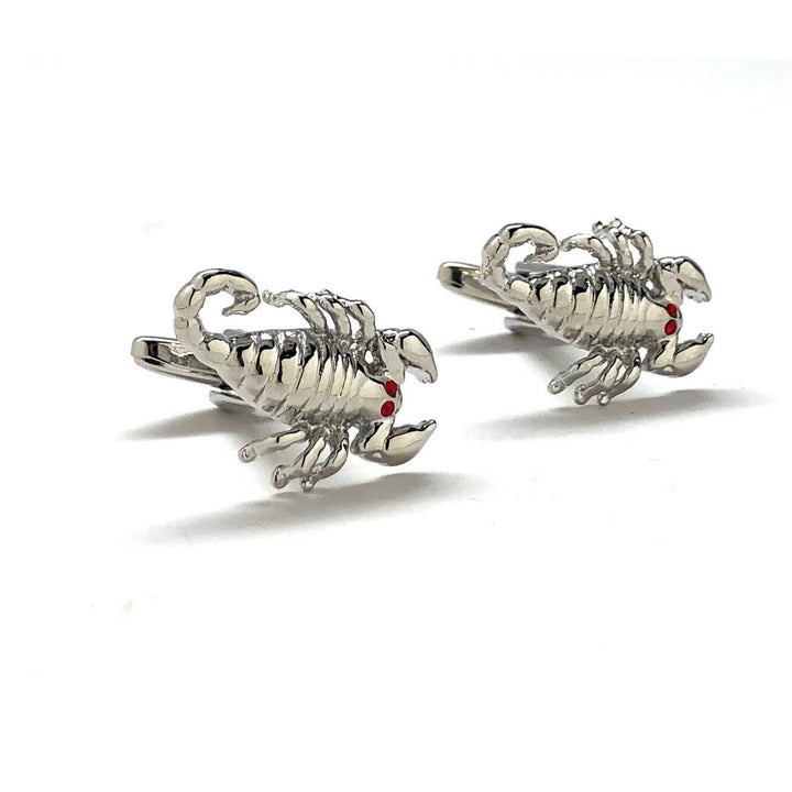 Scorpion Red Eyes Cufflinks Fun Cool 3D body Great detail Cuff links Fun Silver Tone Unique Comes with Gift Box Image 1