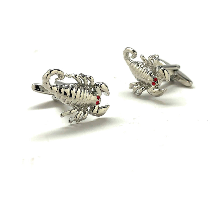 Scorpion Red Eyes Cufflinks Fun Cool 3D body Great detail Cuff links Fun Silver Tone Unique Comes with Gift Box Image 2