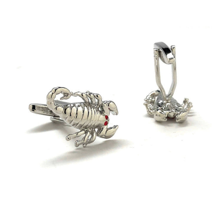 Scorpion Red Eyes Cufflinks Fun Cool 3D body Great detail Cuff links Fun Silver Tone Unique Comes with Gift Box Image 3