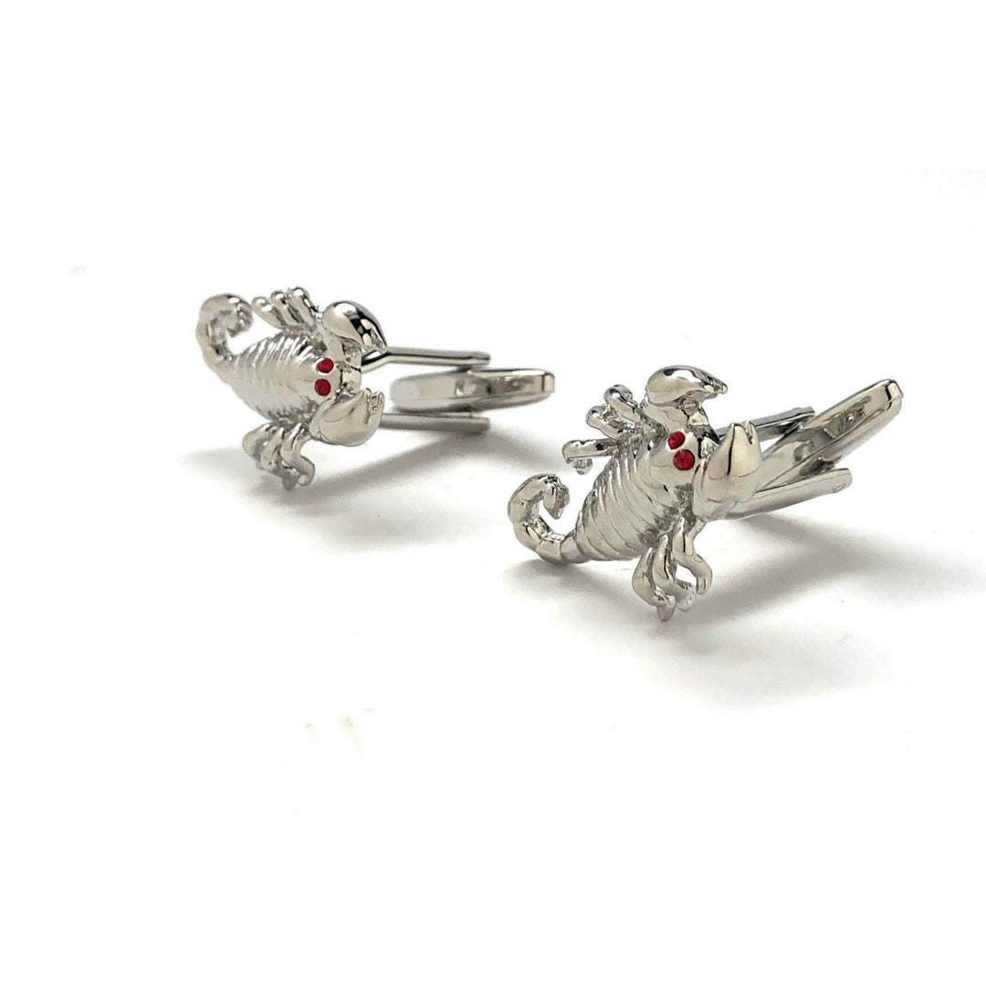 Scorpion Red Eyes Cufflinks Fun Cool 3D body Great detail Cuff links Fun Silver Tone Unique Comes with Gift Box Image 4