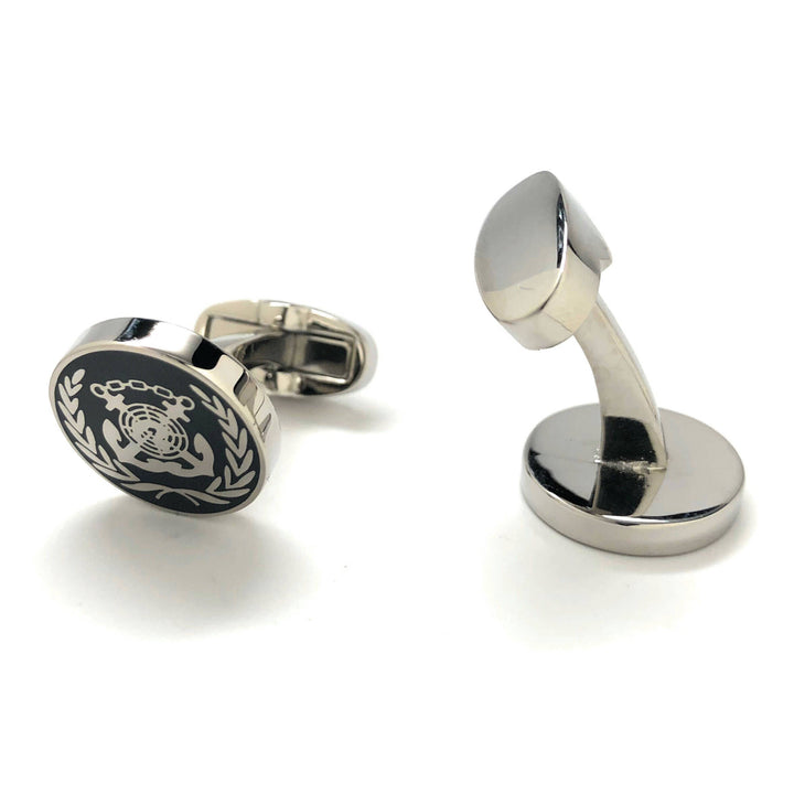 Round Anchor Crest Cufflinks All Hands on Deck Boat Ship Ocean Cruise Ship Cuff Links Image 3