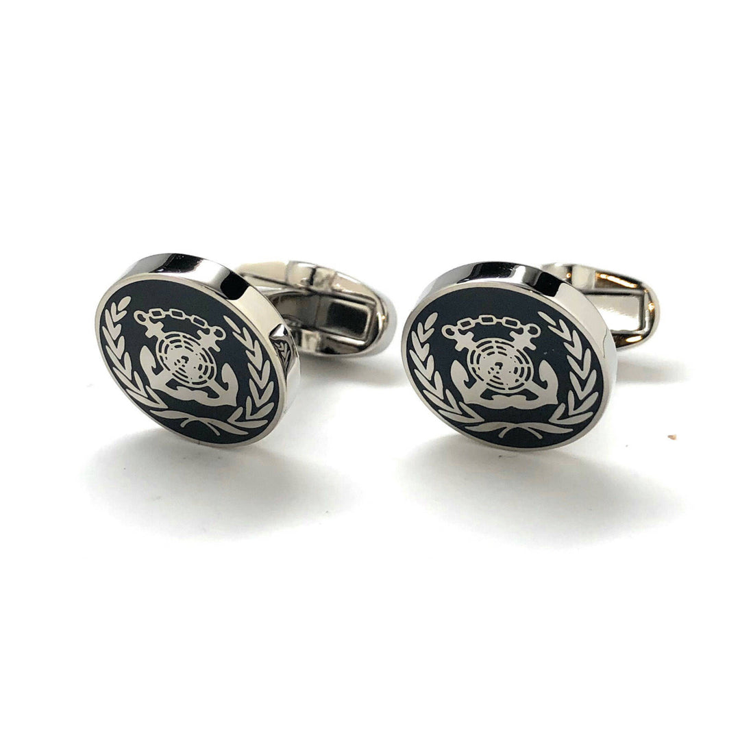 Round Anchor Crest Cufflinks All Hands on Deck Boat Ship Ocean Cruise Ship Cuff Links Image 4