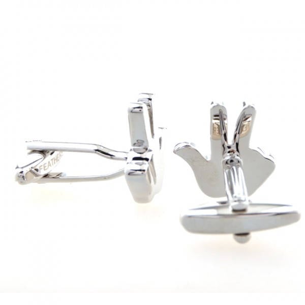 Hand Gesture Cufflinks Silver Tone Lucky 3 Three Sign language Comes with Gift Box White Elephant Gifts Image 3