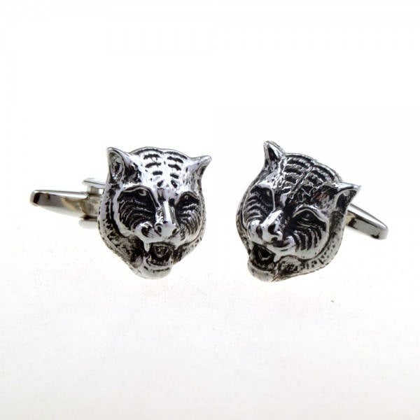 Silver Tone Black Enamel Panther Cufflinks Cat 3D Design Details Cuff Links Animal Comes with Gift Box  Custom Cufflinks Image 4