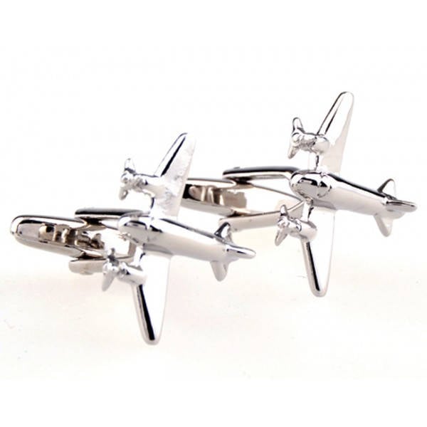 Silver Tone War Plane Cufflinks Prop Fighter Airplane Cuff Links Propeller Aircraft Fly Fast Fun Cool Unique Pilot Comes Image 1