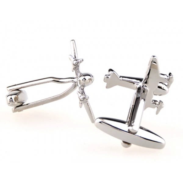 Silver Tone War Plane Cufflinks Prop Fighter Airplane Cuff Links Propeller Aircraft Fly Fast Fun Cool Unique Pilot Comes Image 4