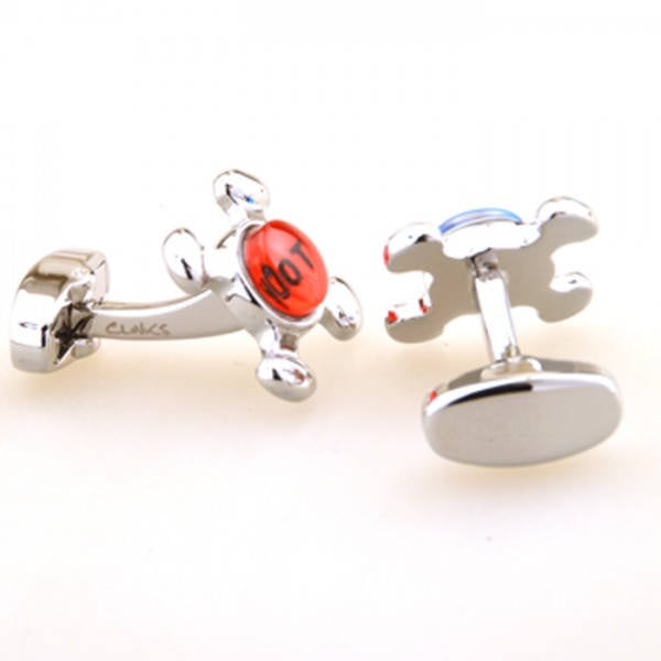 Red and Blue Cufflinks Hot and Cold Faucet Cuff Links Popular for the Builder or Contractor in Our Lives Gift Box White Image 2