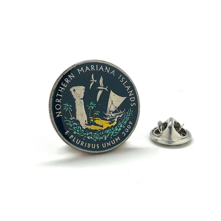 Enamel Pin Hand Painted Northern Mariana Islands State Quarter Enamel Coin Collector Lapel Pin Tie Tack Travel Souvenir Image 1