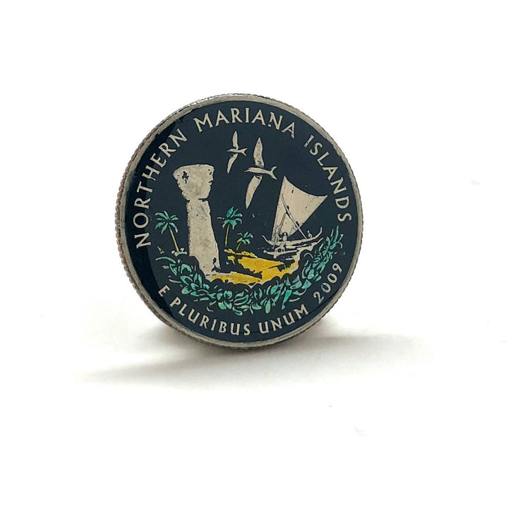 Enamel Pin Hand Painted Northern Mariana Islands State Quarter Enamel Coin Collector Lapel Pin Tie Tack Travel Souvenir Image 2