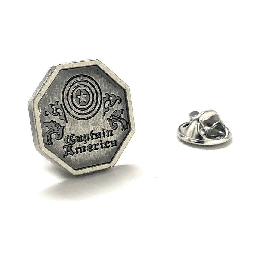 Enamel Pin Captain America Pewter Lapel Pin Super Hero Tie Tack Husband Gifts for Dad Gifts for Him Marvel Comics Image 1