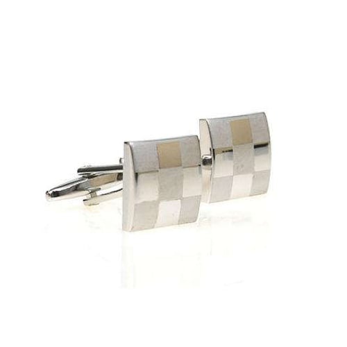 Silver Cufflinks Brushed Smooth Cufflinks Silver Formal Checkered Squares Cufflinks Gifts for Him Gifts for Dad Husband Image 1