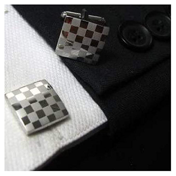 Checkered Cufflinks Keep It Checkered Silver Squares Cufflinks Cuff Links Image 1