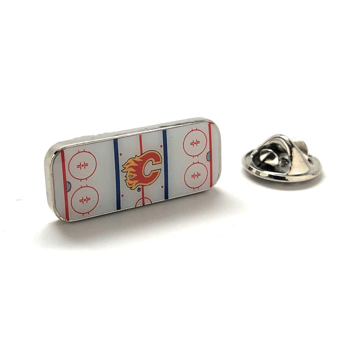 Hockey Cufflinks or Lapel Pin Cuff links Enamel Finish Pin Gifts for Dad Gifts for Him Ice Hockey Fan Flames Predators Image 2
