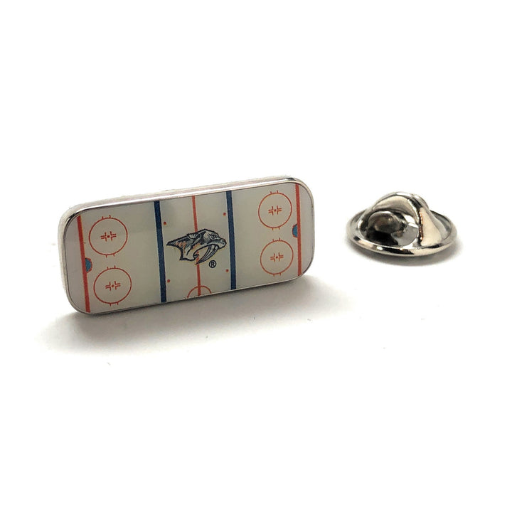 Hockey Cufflinks or Lapel Pin Cuff links Enamel Finish Pin Gifts for Dad Gifts for Him Ice Hockey Fan Flames Predators Image 4