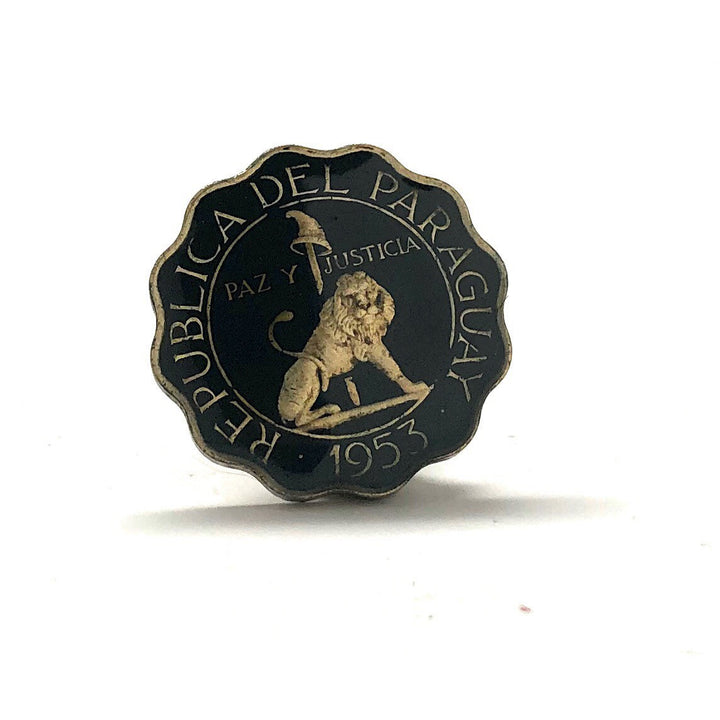 Enamel Pin Paraguay Lion Enamel Coin Lapel Pin Tie Tack Republica Del Paraguay Travel Souvenir Coins Keepsakes Cool Fun Image 2