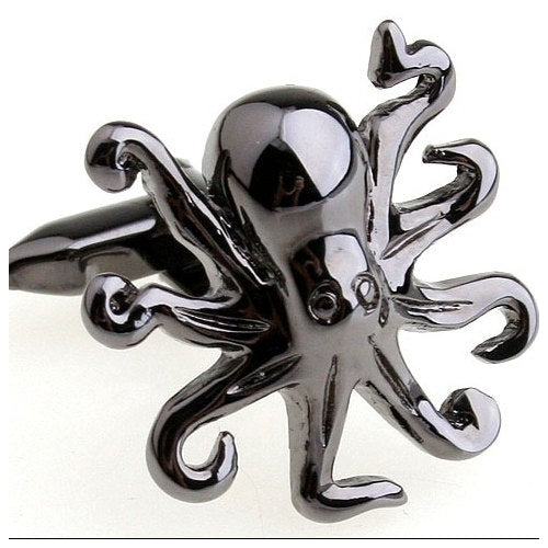 Gunmetal Octopus Cufflinks Black Beautiful Ocean Creatures Sea Cuff Links Cool Cufflinks Cool Guy Gifts Custom Cufflinks Image 1