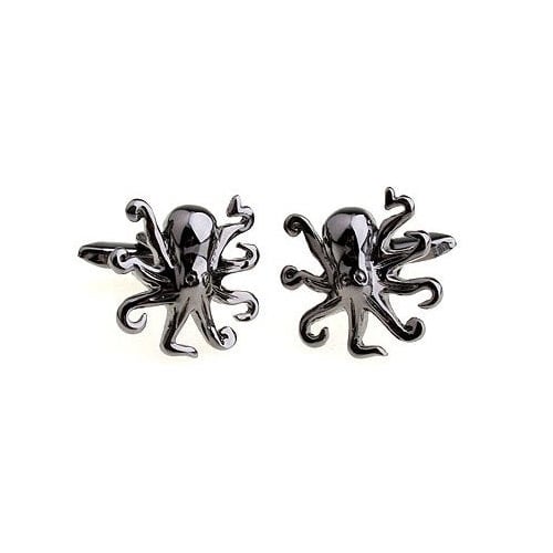 Gunmetal Octopus Cufflinks Black Beautiful Ocean Creatures Sea Cuff Links Cool Cufflinks Cool Guy Gifts Custom Cufflinks Image 2