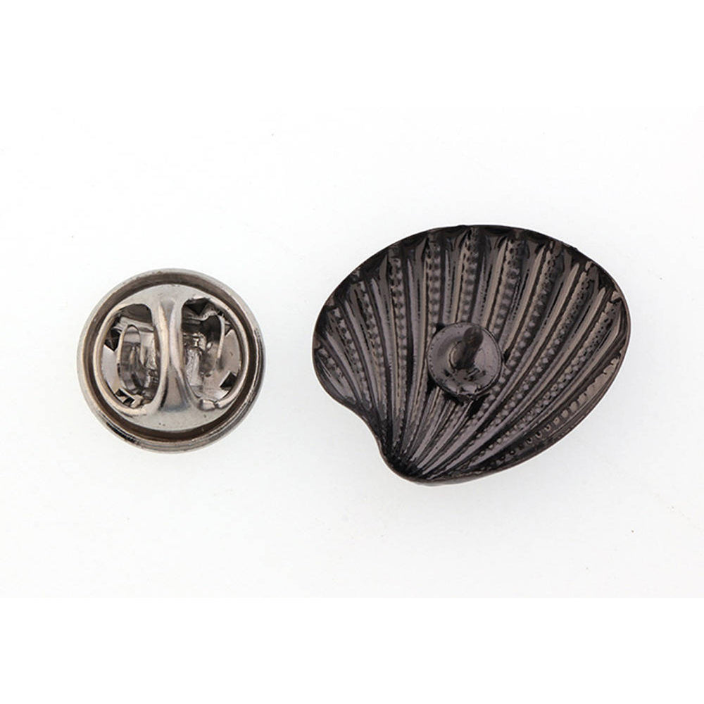 Lapel Pin Gunmetal Tone Shells of the Sea Enamel Pin Tie Tack Image 2